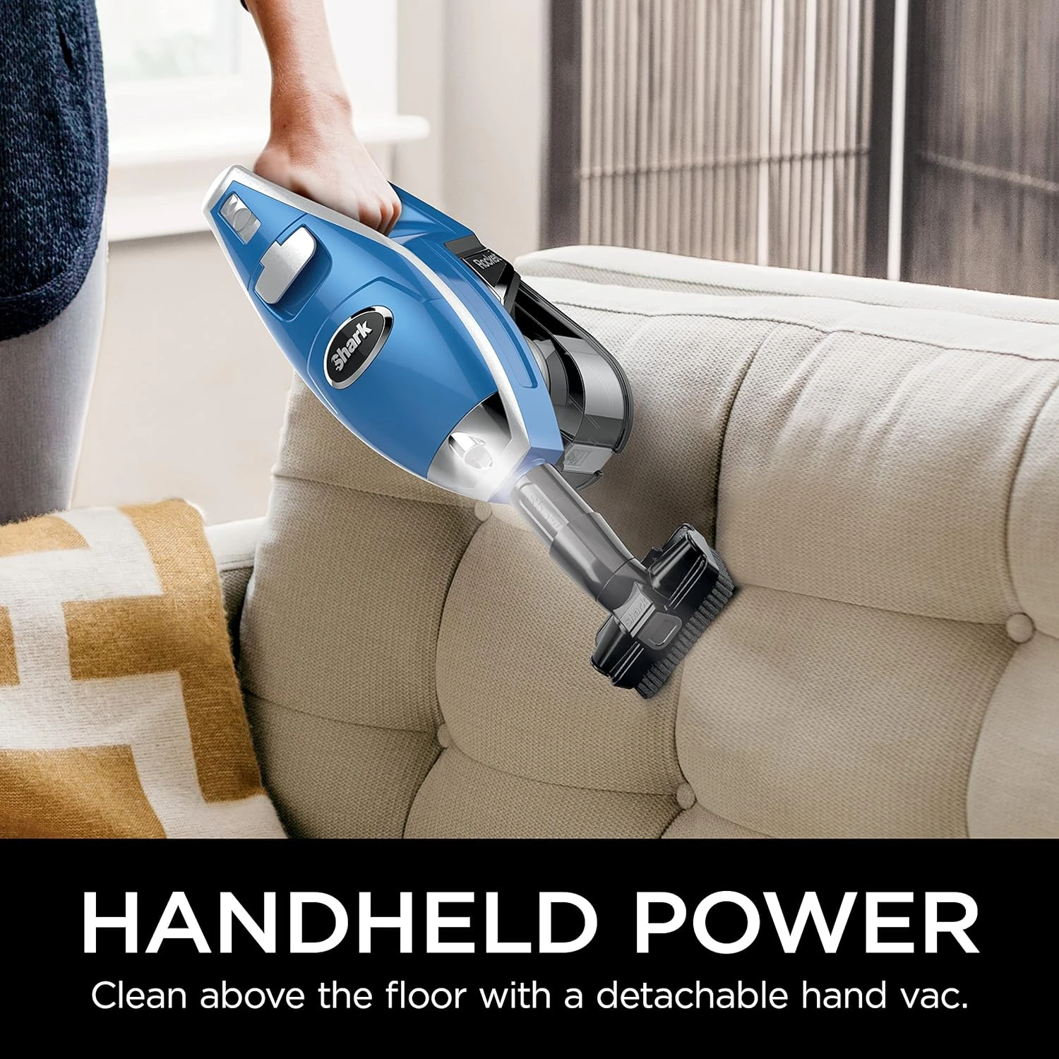 Shark HV343AMZ Rocket Corded Stick Vacuum With Self-Cleaning Brushroll, Lightweight & Maneuverable, Perfect For Pet Hair Pickup, Converts To A Hand Vacuum, With Crevice & Upholstery Tools, Blue/Silver 5 Shark HV343AMZ Rocket Corded Stick Vacuum With Self-Cleaning Brushroll, Lightweight & Maneuverable, Perfect For Pet Hair Pickup, Converts To A Hand Vacuum, With Crevice & Upholstery Tools, Blue/Silver - Image 3