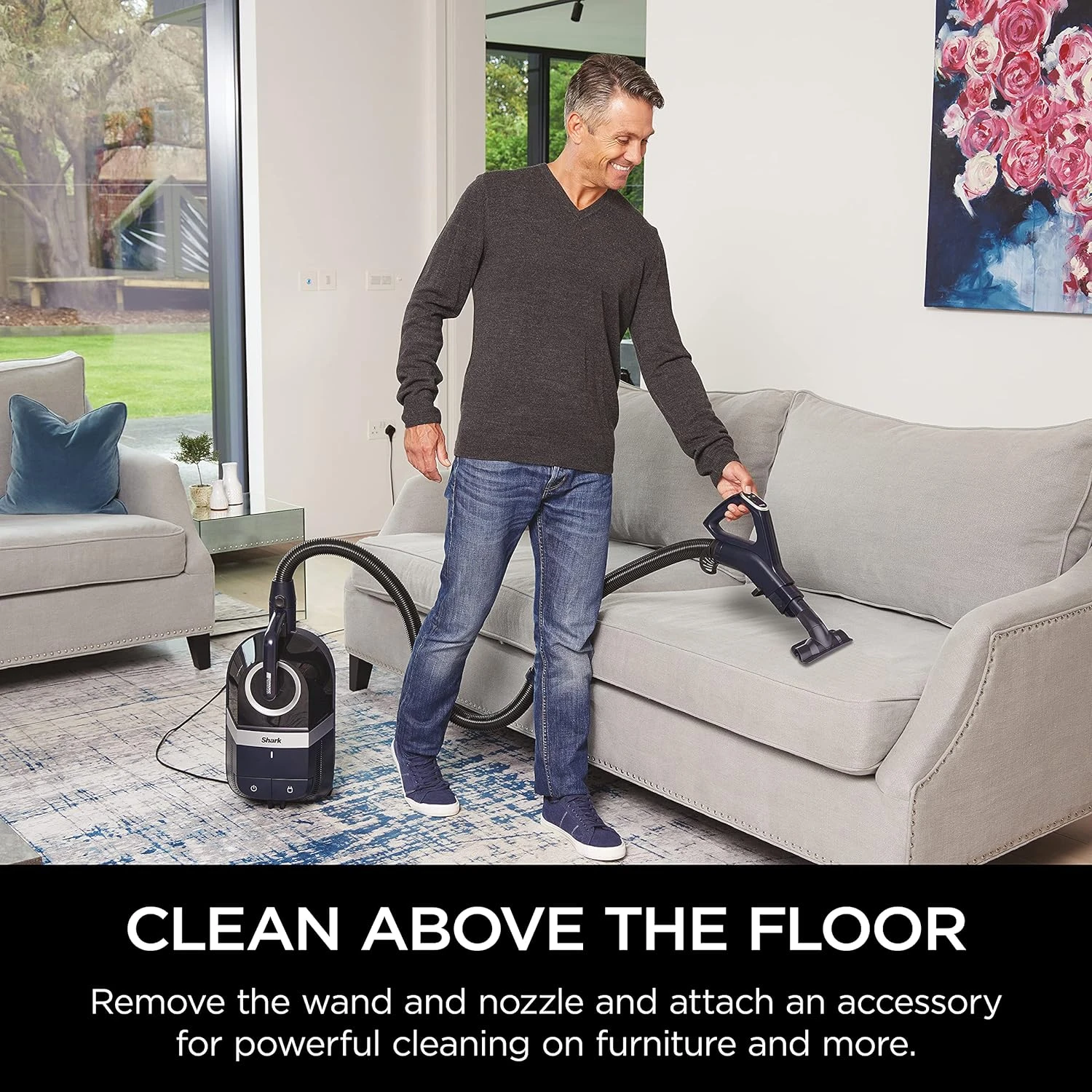 Shark CZ351 Pet Canister Vacuum, Bagless, Corded With Self-Cleaning Brushroll & PowerFins, Navy & Silver 9 Shark CZ351 Pet Canister Vacuum, Bagless, Corded With Self-Cleaning Brushroll & PowerFins, Navy & Silver - Image 7