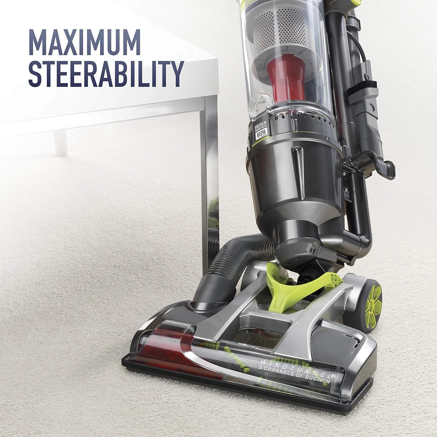 Hoover Windtunnel Air Steerable Bagless Upright Vacuum Cleaner, Lightweight, Corded, UH72400, Grey , Gray 5 Hoover Windtunnel Air Steerable Bagless Upright Vacuum Cleaner, Lightweight, Corded, UH72400, Grey , Gray - Image 3